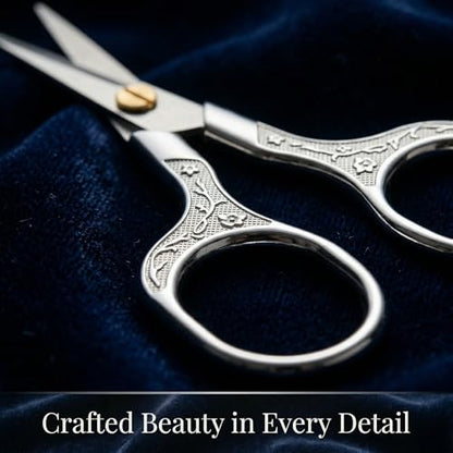 Silver Stainless Steel Scissors with Leather Cover