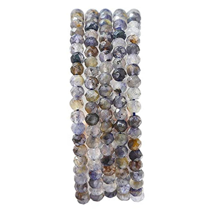 Natural Black QuartzRutilated Beads 4x2mm 120pcs Faceted Rondelle Loose Semi Gemstone Beads for Jewelry Making Design (120 Count)