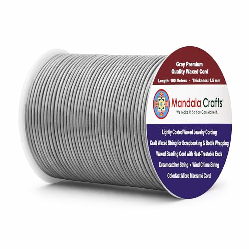 1.5mm Waxed Cotton Cord for Jewelry Making (327 Foot)