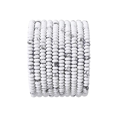 Natural White Howlite Disk Stone Beads 4x2mm 160pcs Rondelle Loose Semi Gemstone Beads for Jewelry Making Design (160 Count)