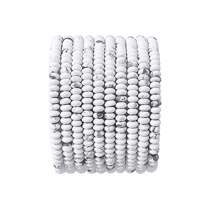 Natural White Howlite Disk Stone Beads 4x2mm 160pcs Rondelle Loose Semi Gemstone Beads for Jewelry Making Design (160 Count)