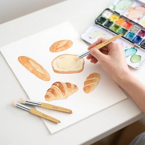 Wooden Stencil Brushes Natural Stencil Bristle Dome Art Painting Brushes Wood Paint Template Brush for Painting On Stencil Projects