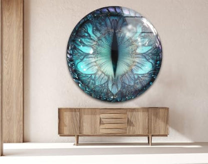 10''(25cm) Diameter Mystical Dragon Eye Round Glass Wall Art Tempered Glass Printing Wall Decor Large Wall Art Wall Hangings
