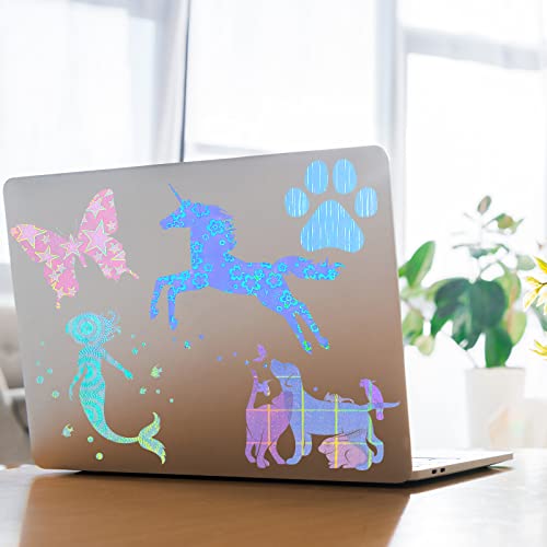 36 Sheets Holographic Sticker Paper A4 Vinyl Holographic Laminate Sheets Self Adhesive Waterproof Transparent Film