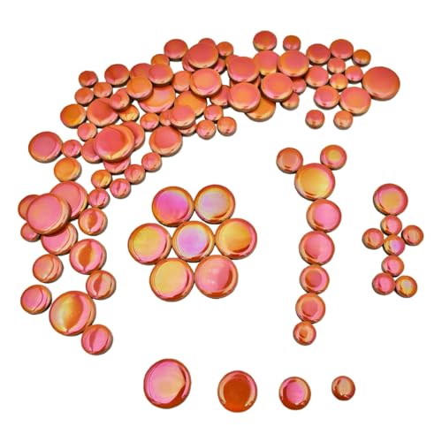200g Iridescent Round Mosaic Tiles for Crafts Bulk (90 Count)