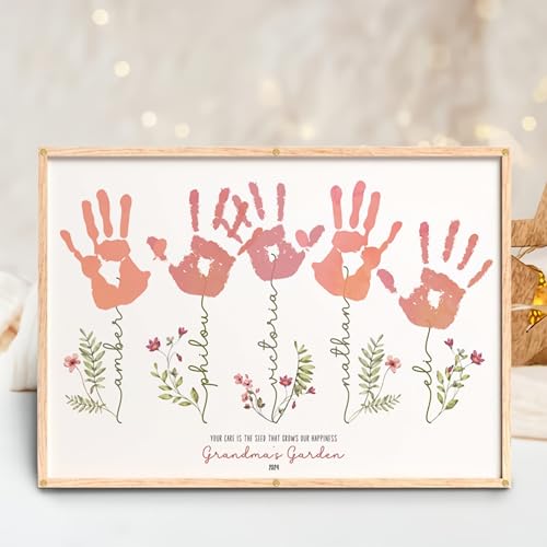 Mother's Day Handprint Art Personalized Grandma's Garden Crafts For Grandma From Kids
