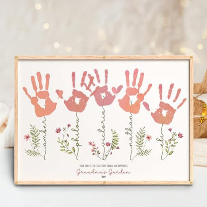 Mother's Day Handprint Art Personalized Grandma's Garden Crafts For Grandma From Kids