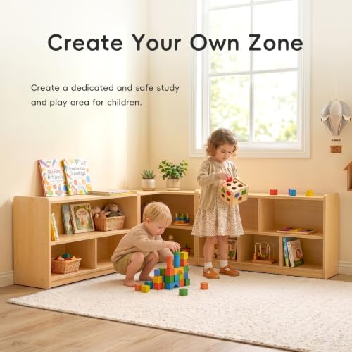 L Shape Montessori Bookshelf for Compact Corner Space