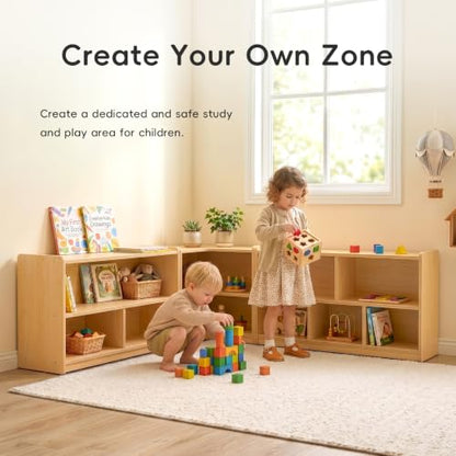 L Shape Montessori Bookshelf for Compact Corner Space