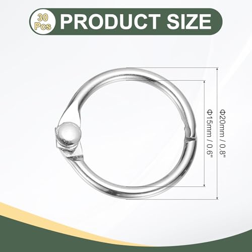 0.6" x 0.8" Loose Leaf Binder Rings (30 Count)