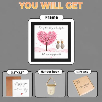 Personalized Pebble Art Couple Wooden Frame Sign
