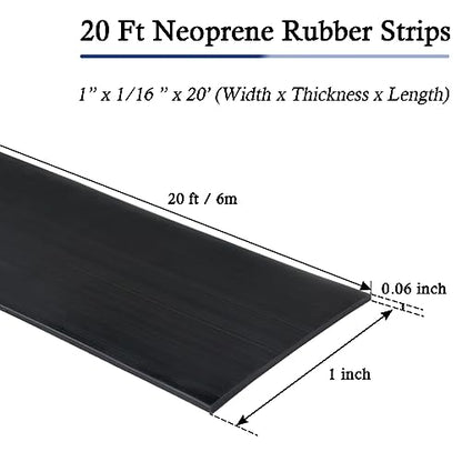 Neoprene Rubber Strips with Adhesive Backing Rubber Sheets (20 Foot)