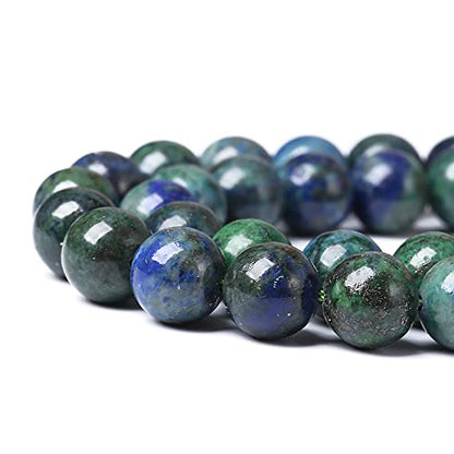 12mm 31pcs Natural Gemstone Beads Lapis Lazuli Chrysocolla Phoenix Stone Round Loose Beads for Jewelry Making DIY Bracelet Necklace (16 Count)