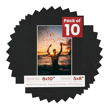 Pack of TEN 8x10 Mats Bevel Cut for 5x8 Photos (10 Count)