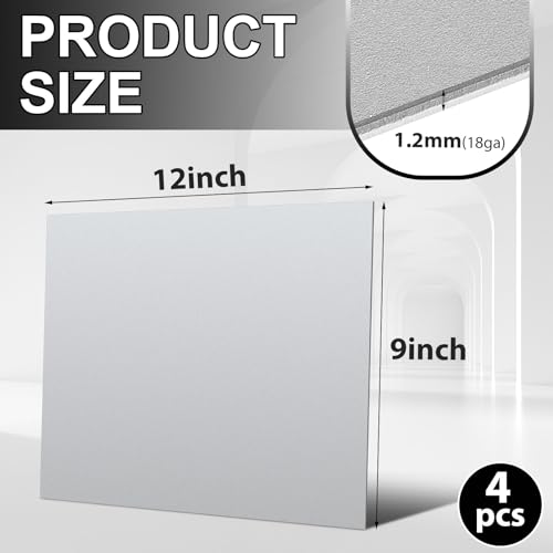 4 Pcs Mild Steel Sheet Cold Rolled 18 Gauge Metal Plate Weldable Metal Sheets for Professional Industrial DIY Use (4.32 Sq Ft)