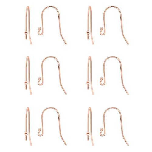925 Rose Gold flashed Sterling Silver Ear Wires Ball End French Earring Hooks for Drop Dangle Earrings Jewelry Making (12 Count)