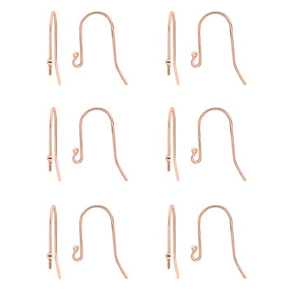 925 Rose Gold flashed Sterling Silver Ear Wires Ball End French Earring Hooks for Drop Dangle Earrings Jewelry Making (12 Count)