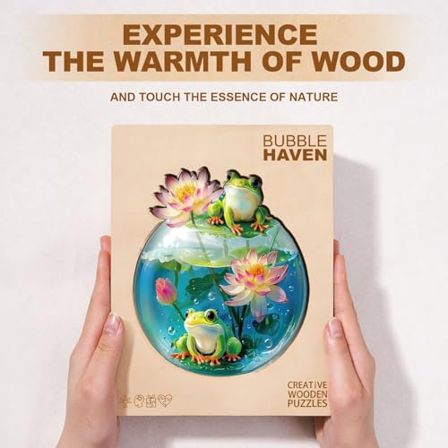 Aquarium Frog Puzzles Adults Gifts for Women Men Wooden 175 Pieces 11.4 x 9.9in