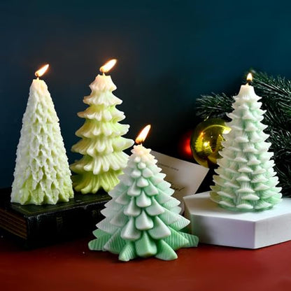 5 PC Christmas Tree Pine Cone Silicone Candle molds with Wax Wick (5 Count)
