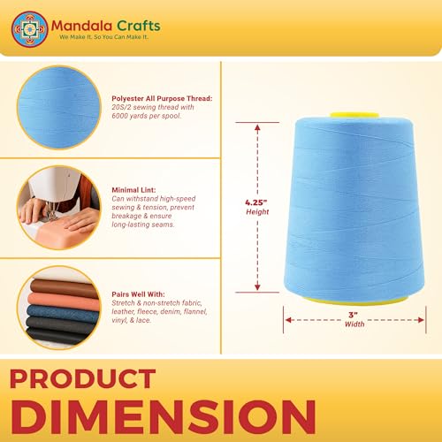20S 2 Light Blue Polyester 4 Pack of Serger Threads Cones (4 Count)