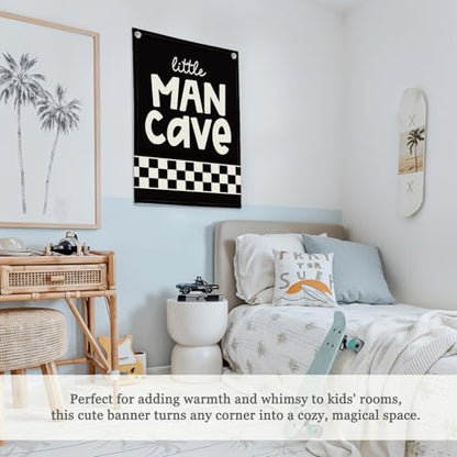 Little Man Cave Boys Room Wall Decor Banner