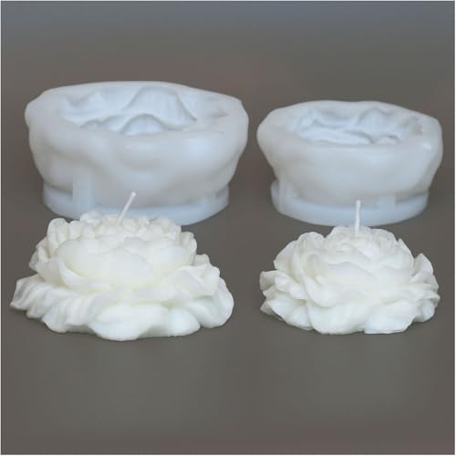 2 Pack 3.14 inch Peony Candle Molds Set (2 Count)