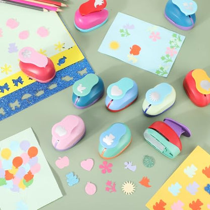 10 Pcs Craft Hole Punch Shapes 1 Inch Paper Punch Hole Mix Shapes Cutters for Paper Crafting Scrapbooking Office Supplies (10 Count)