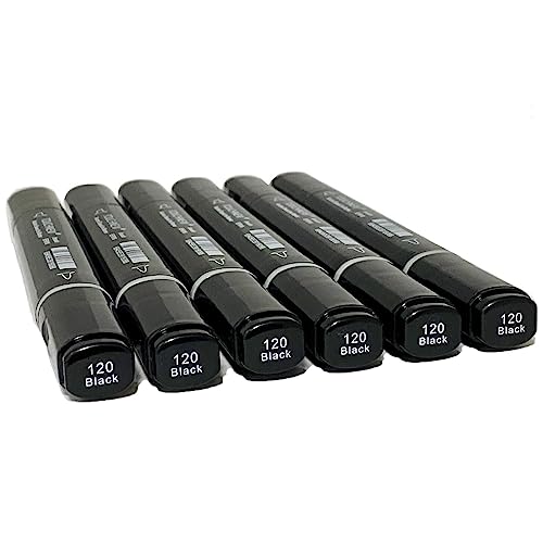 6 Pack Black Alcohol Markers (6 Count)