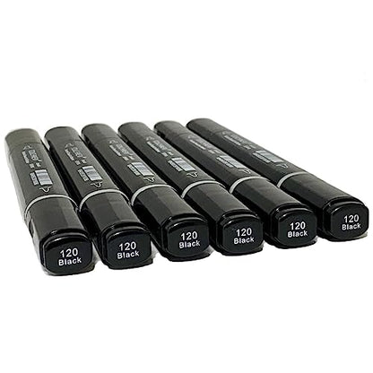 6 Pack Black Alcohol Markers (6 Count)
