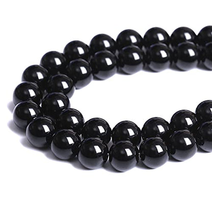 Natural Black Agates Onyx Stone Beads Smooth Round Loose Spacer Beads for Jewelry Making DIY Bracelets 12mm 34pcs 15" (16 Count)