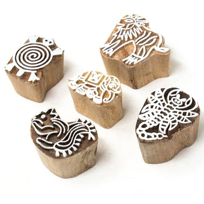 Wooden Animal Print Stamp (5 Count)