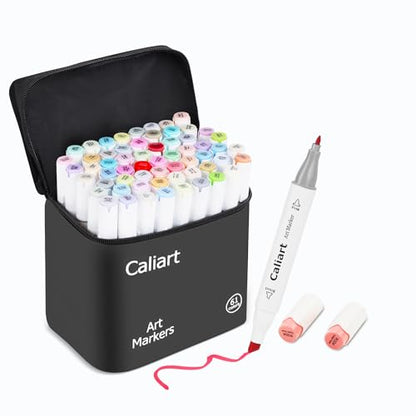 Pastel Alcohol Markers 61 Colors Fine & Chisel Dual Tip Art Markers (61 Count)