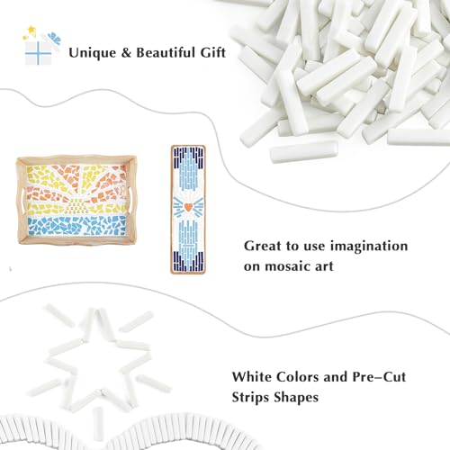 White Mosaic Tiles for Crafts Bulk (5.29 Ounce)
