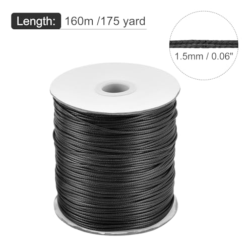 Waxed Cord 1.5mm Waxed Polyester Cord 175 Yard Wax String for Bracelet Making