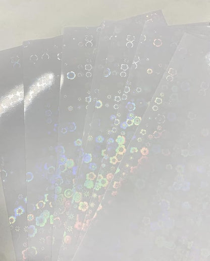 Syntego A4 Self Adhesive Transparent Holographic Sticker Paper Vinyl 8.5 X 11 Lamination Sheets 10 Sheets (Flowers)