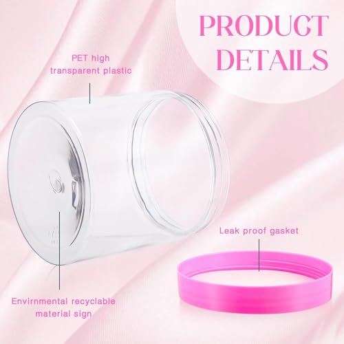 12 Pack 16 oz Plastic Container Jars with Lids Round Clear Travel Cosmetic Container Slime Jars for Toiletries (12 Count)