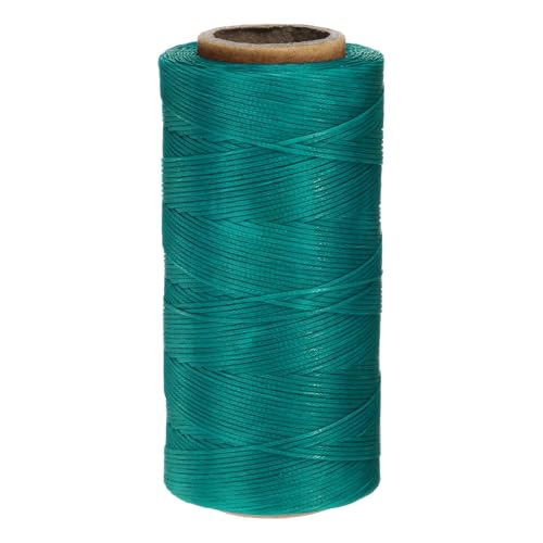150D 0.8mm Flat Waxed Thread 284 Yards Polyester Leather Sewing Waxed String Hand Stitching Waxed Cord for Leather Stitching Sewing Bookbinding DIY Craft Peacock Green