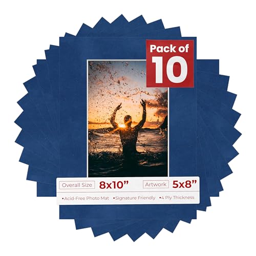 Pack of Ten Acid Free 8x10 Mats Bevel Cut for 5x8 Photos (10 Count)