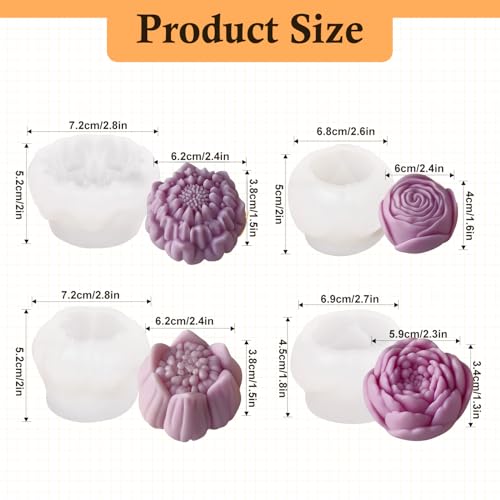 4PCS Large Flower Silicone Candle Molds