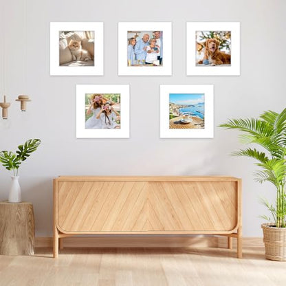 15 Pack White Picture Mats 12x12 for 8x8 Photos (15 Count)
