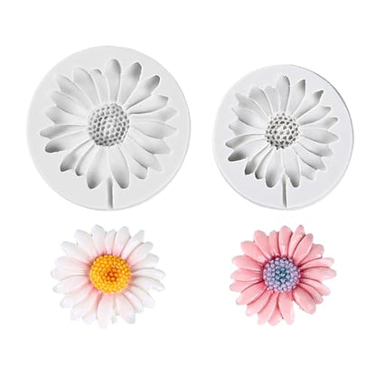 2Pcs Chrysanthemum Flower Silicone Mold for Fondant Cake Decorating