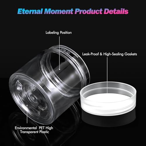 36 Pack 2 OZ Plastic Jars Clear Cosmetic Container with Lids (36 Count)