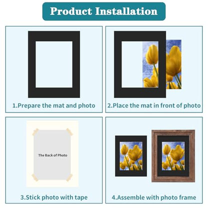 11x14 Black Picture Mats with Core Bevel Cut Frame Mattes for 8x10 Pictures
