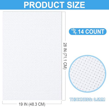 Cross Stitch Fabric 14 Count Aida Cloth 28 x 19 Inch Large Size Classic Reserve Cross Stitch Supplies Embroidery Fabric for Home DIY Craft Decoration Handmade