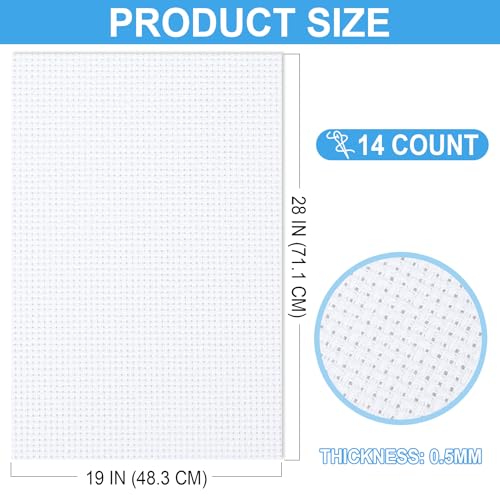 Cross Stitch Fabric 14 Count Aida Cloth 28 x 19 Inch Large Size Classic Reserve Cross Stitch Supplies Embroidery Fabric for Home DIY Craft Decoration Handmade