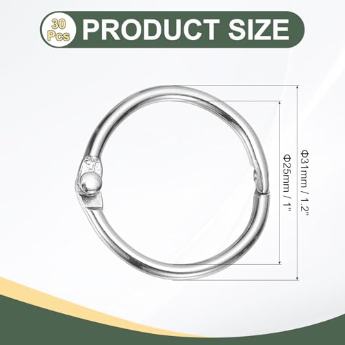 1" x 1.22" Loose Leaf Binder Rings (30 Count)