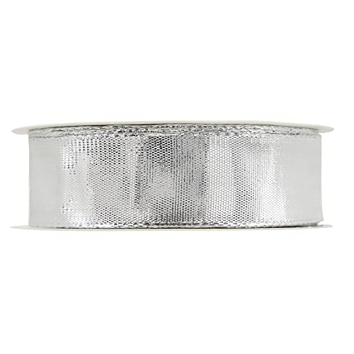 Silver Wired Woven Metallic Ribbon (75 Foot)