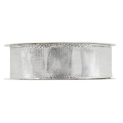Silver Wired Woven Metallic Ribbon (75 Foot)