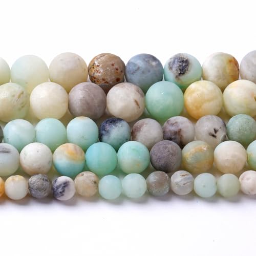 10mm 38pcs Frosted Amazonite Natural Stone Round Loose Beads for Jewelry Making DIY Bracelet Necklace