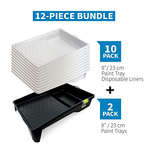 PD 9 Inch Paint Roller Tray and Liner Bundle